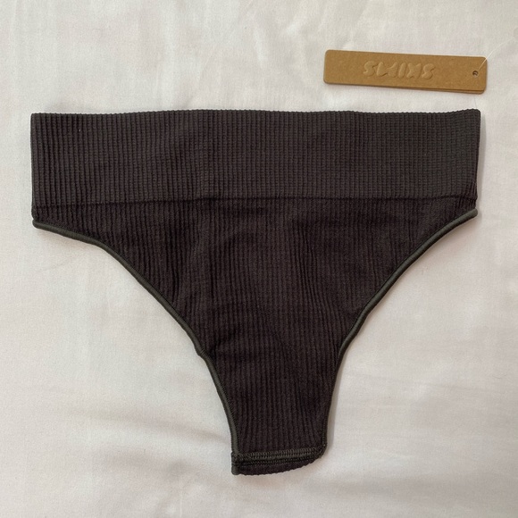 SKIMS Stretch Rib Satin Logo Mesh Bralette Bra Underwear Thong Brief Set Bundle - Picture 13 of 13